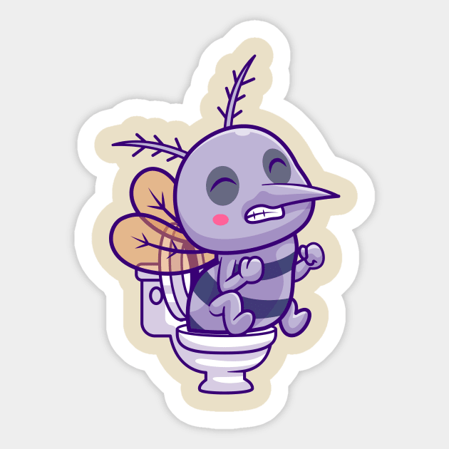 Cute Mosquito Pooping On Toilet Cartoon Sticker by Catalyst Labs